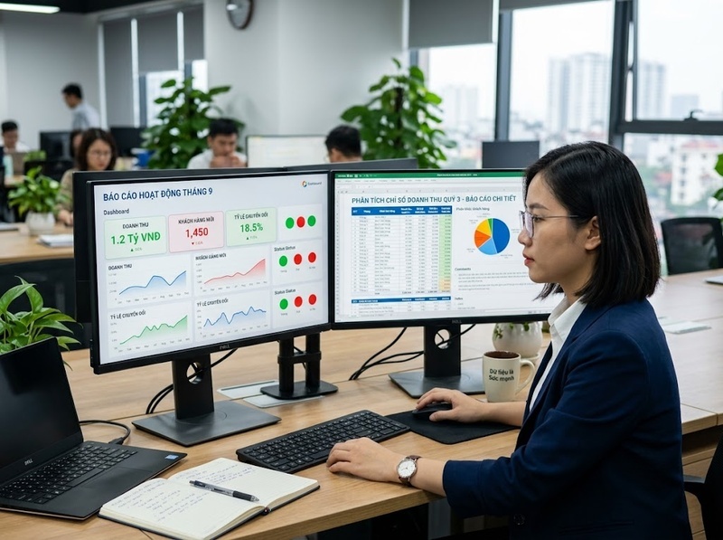 So sánh báo cáo và dashboard trong quản trị