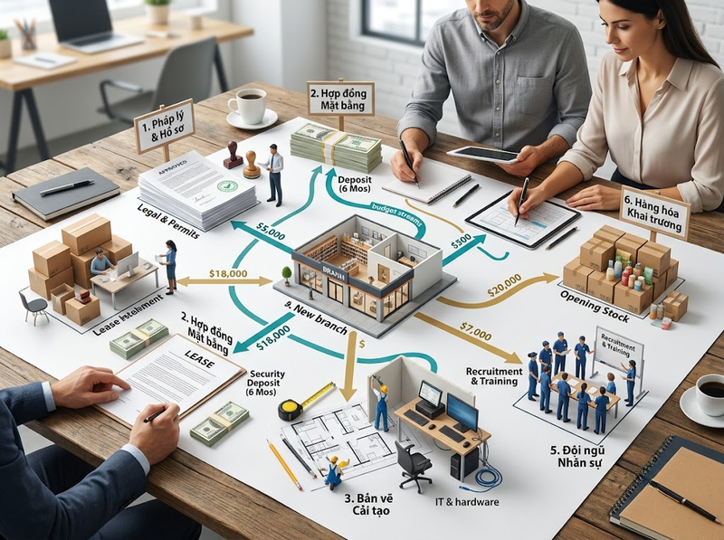 Ước tính chi phí đầu tư mở chi nhánh mới
