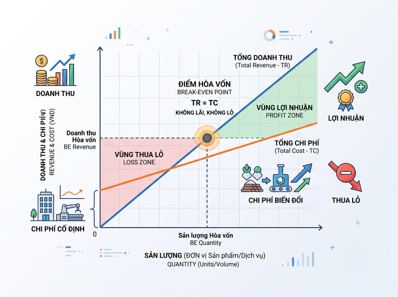 Tính điểm hòa vốn để đánh giá dự án đầu tư