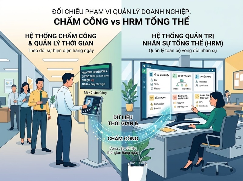So sánh HRM và phần mềm chấm công