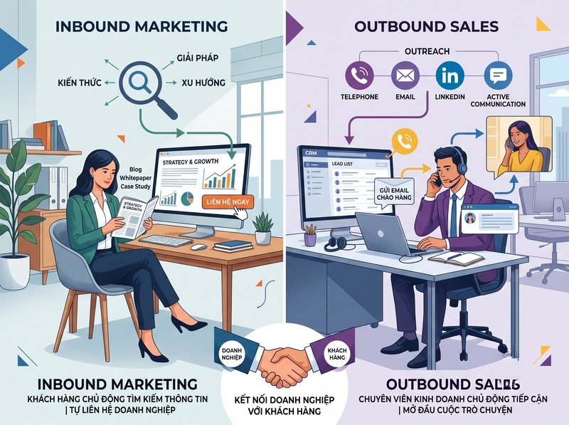 Inbound và outbound phù hợp với từng giai đoạn doanh nghiệp