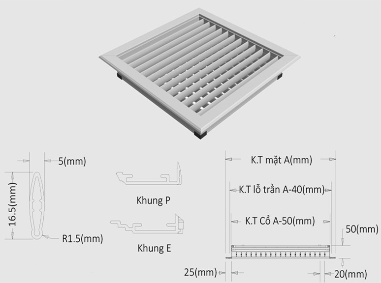 Những kích thước miệng gió linear phổ biến và cách đo để đặt hàng