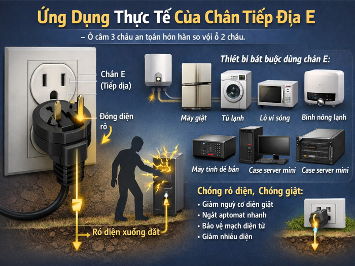 Ký hiệu ổ cắm 3 chấu (L, N, E) là gì? Cách đọc và phân biệt