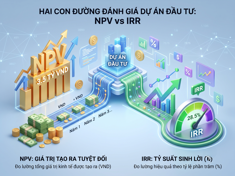 Ưu tiên NPV hay IRR khi kết quả khác nhau