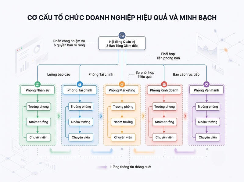 So sánh các mô hình cơ cấu tổ chức doanh nghiệp hiện nay