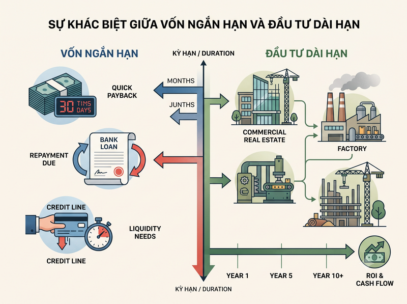 Rủi ro dùng vốn ngắn hạn đầu tư dài hạn