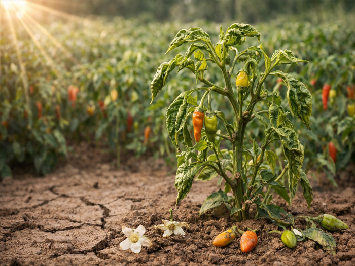 Vì sao trồng ớt bị xoăn lá khi thời tiết thay đổi?
