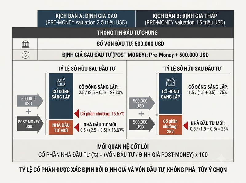 Cách xác định tỷ lệ cổ phần khi gọi vốn